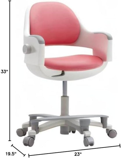 SIDIZ ringo Kids Desk Chair : Ergonomic Kids Chair with Footrest, 4-Step Growing Function, Adjustable Seat Height, Sit-Locking Casters, Swivel Type Kids Chair (Rosy Pink Chair) - LeafyLoom