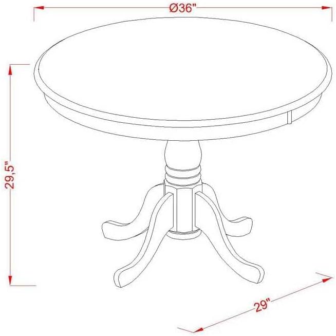 East West Furniture AMAV5-BCH-W 5 Piece Modern Set Includes a Round Kitchen Table with Pedestal and 4 Dining Chairs, 36x36 Inch - LeafyLoom