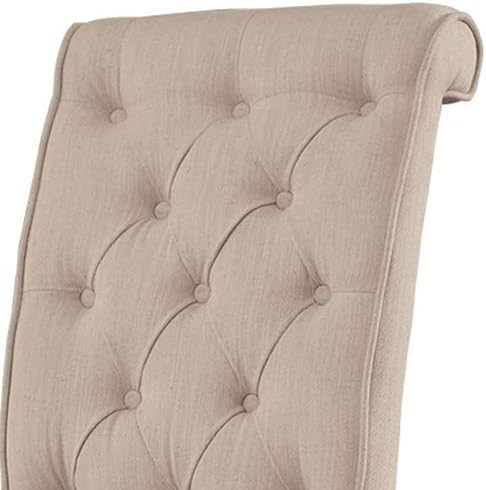 Signature Design by Ashley Tripton Classic Tufted Upholstered Armless Dining Chair, Set of 2, Beige - LeafyLoom