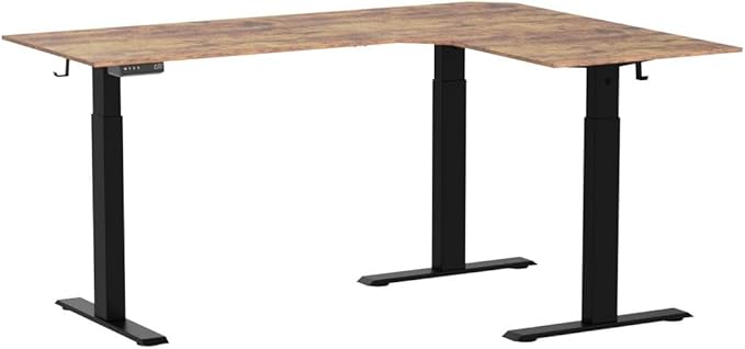 BANTI Triple Motors 63" L Shaped Standing Desk Height Adjustable, Electric Stand up Corner Desk, Sit Stand Home Office Desk Computer Workstation with Memory Preset, Rustic Brown Top - LeafyLoom