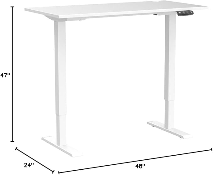 Sunon Sit Laptop Computer Writing Workstations with 3 Pre-Set and USB Port 48" for Home Office Smart Advanced Standing Desk, White - LeafyLoom