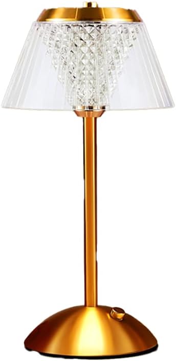 Portable Crystal LED Table Lamp, 3-Levels Brightness Desk Lamp, 3 Color Touch Control Rechargeable Lamp, Night Light, Bedside Lamp,Dining Room Lamp (Gold-01) - LeafyLoom