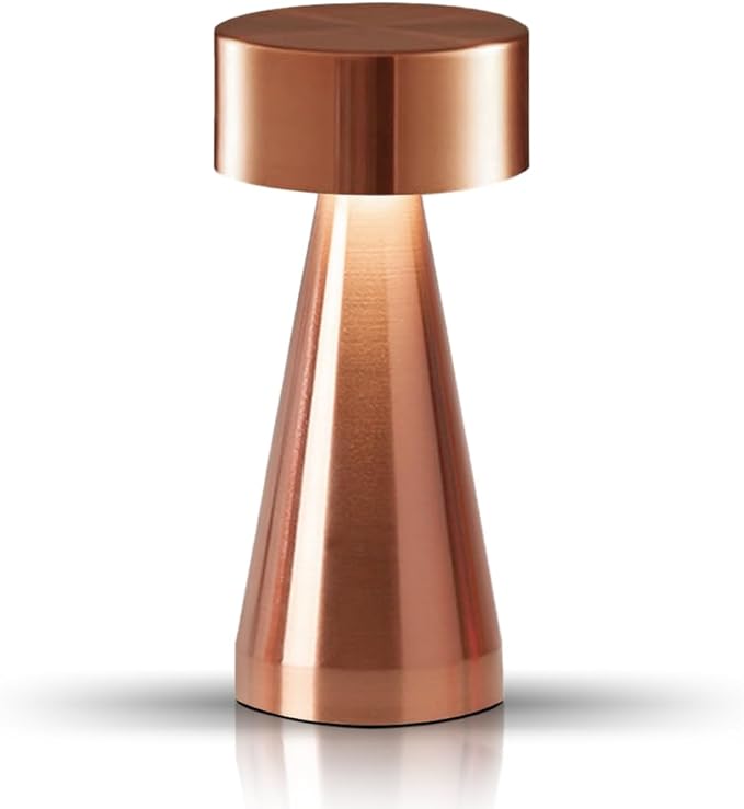 Portable Metal Desk Lamp, Cordless LED Table Lamp,3 Color Touch Control Rechargeable Lamp,3-Levels Brightness Room Decor Desk Lamp,Bedside Lamp,Night Light, Dining Room Lamp (Rose Gold) - LeafyLoom