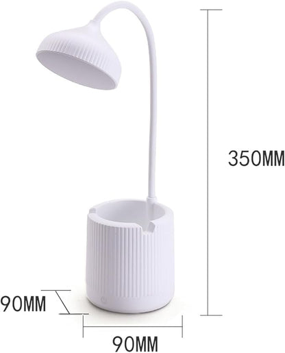 Cordless lamp,Desk lamps for home office,White,3 speed adjustable light,With pen holder,Usb charging cable,Battery operated,360° swivel hose,Rechargeable dorm lamp,Led study lamp,Cute reading lamp - LeafyLoom