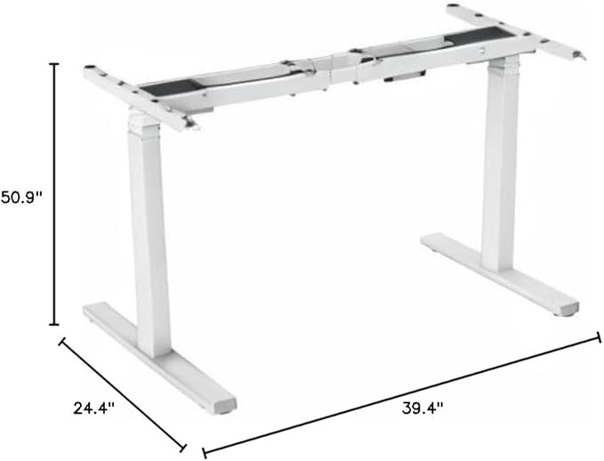 POUT TEKDEC Dual Motor 3-Stage Electric Adjustable Standing Computer Desk Base 24.4” - 51" Height for Home and Office (White) - LeafyLoom