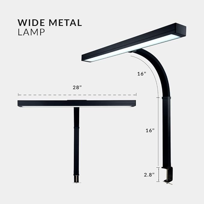 Neatfi (New Model) Flex Desk Lamp with Clamp, Dimmable, 3,000 Lumens 30W LED Monitor Light, 3000K-6500K Correlated Color Temperature, 5 Brightness Levels & 5 Light Modes (28 Inches, Black) - LeafyLoom