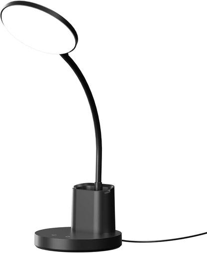 comzler Small Desk Lamp, LED Desk Lamps with Pen Phone Holder, Black Desk Light for Home Office,8W 3 Modes Dimmable LED Desk Light for Kids, Desktop Study Lamps for Bedrooms - LeafyLoom