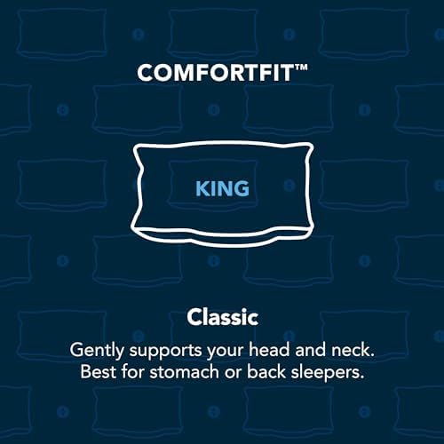 Sleep Number ComfortFit Bed Pillow Classic (King) - for Back & Stomach Sleepers - Memory Foam & Down Alternative, Hotel Quality - LeafyLoom