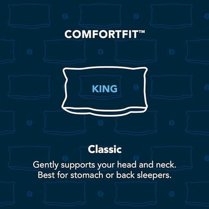 Sleep Number ComfortFit Bed Pillow Classic (King) - for Back & Stomach Sleepers - Memory Foam & Down Alternative, Hotel Quality - LeafyLoom