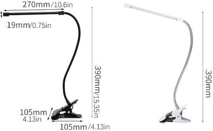 Meichoon Desk Lamp with Clamp Desktop Clip-On LED Illuminating Light Flexible Metal Hose Eye-Caring Table Lamp for Bedroom Bedside Office Study Work Reading Embroidery UK10 Black - LeafyLoom