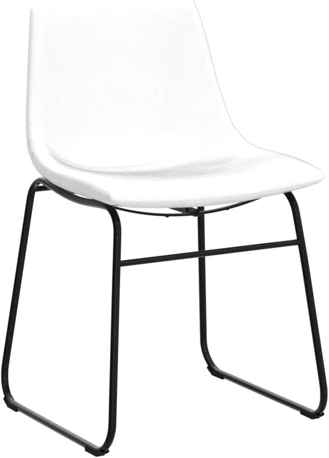 NicBex Retro Side Chair Dining Chair with Metal Legs for Kitchen, Living, Dining Room, Set of 2, (White Color) (A-GE17016-USSU014) - LeafyLoom