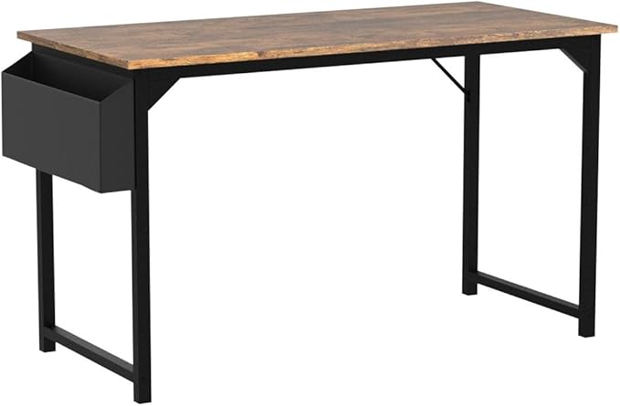 Computer Desk Small Office Desk 40 Inch Writing Desks Small Space Desk Study Table Modern Simple Style Work Table with Storage Bag Headphone Hook Wooden Tabletop Metal Frame for Home, Bedroom - LeafyLoom