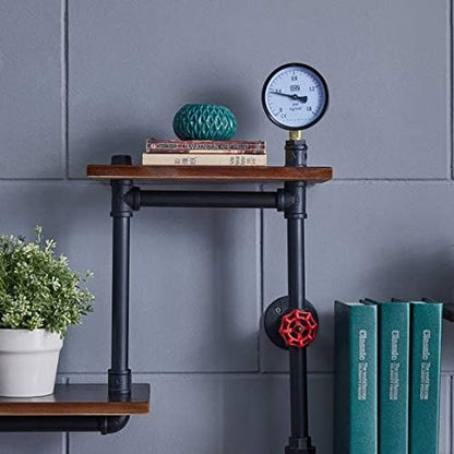 WGX Design For You Industrial Rustic Modern Wood Ladder Pipe Wall Shelf 4 Layer Pipe Design Bookshelf DIY Shelving - LeafyLoom