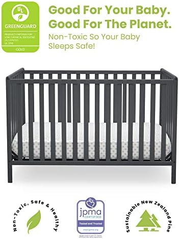 Delta Children Heartland 4-in-1 Convertible Crib - Greenguard Gold Certified, Charcoal Grey - LeafyLoom