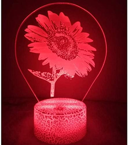 3D Sunflower Night Light USB Powered Touch Switch Remote Control LED Decor Optical Illusion 3D Lamp 7/16 Colors Changing Xmas Children Kids Toy Christmas Brithday Gift - LeafyLoom