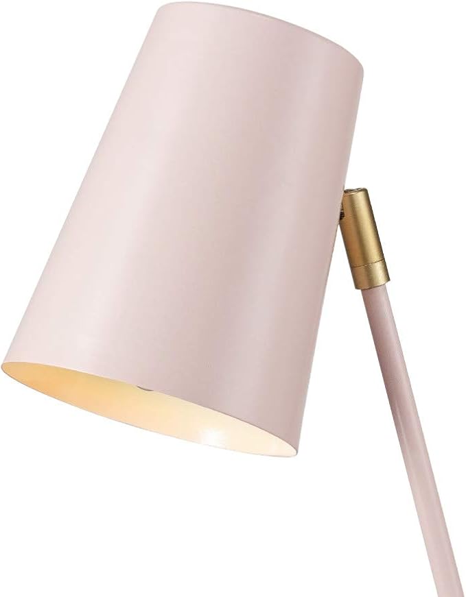 Globe Electric 67338 Novogratz x Globe Dobby 16" Desk Lamp, Matte Rose, Matte Gold Legs, Clear Cord, in-Line On/Off Switch, Pink - LeafyLoom