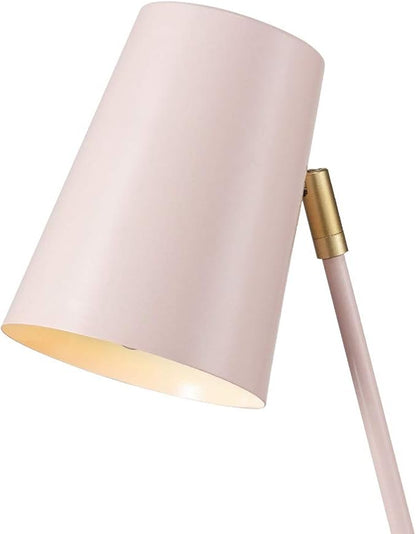 Globe Electric 67338 Novogratz x Globe Dobby 16" Desk Lamp, Matte Rose, Matte Gold Legs, Clear Cord, in-Line On/Off Switch, Pink - LeafyLoom