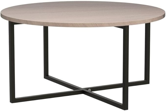 Round Coffee Table Kitchen Dining Table Modern Tea Table Office Conference Pedestal Desk Computer Study Desk White/Black - LeafyLoom