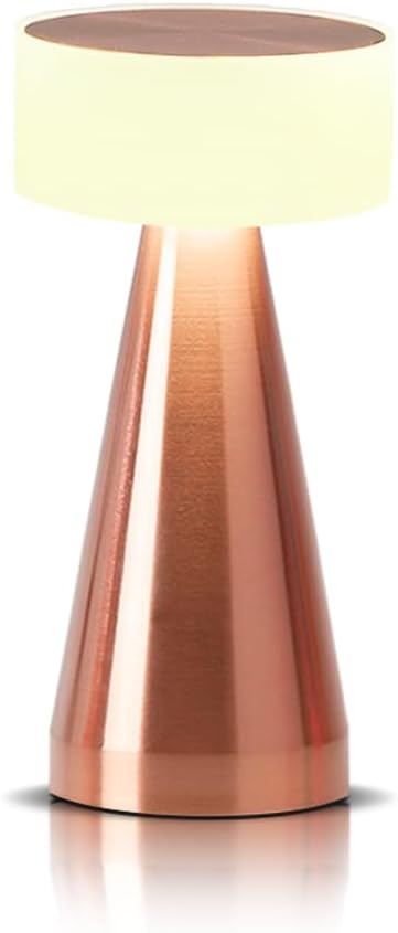 Portable Metal LED Table Lamp, Cordless Metal Desk Lamp, Touch Control Rechargeable Lamp,3-Levels Brightness Room Decor Desk Lamp,Bedside Lamp,Dining Room Lamp (Rose Gold) - LeafyLoom