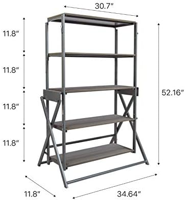 Origami modern 2 in 1 shelf to table Style, Organizer Deco Rack magically turn to a table/desk in a second,Fully assembled, Vintage Bronze/Oak/US patent pending (STT-VBWOAK) - LeafyLoom