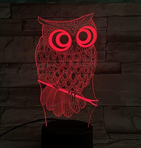 3D Illusion Night Light Owl Toys, Owl Bedside Lights Birthday Gift for Kids, Big Size 7 Color Changing USB LED Table Desk Optical Illusion Lamps Home Decors for Great Xmas Birthday Gifts - LeafyLoom