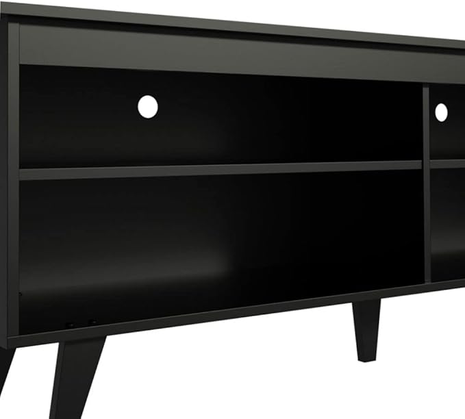 Madesa TV Stand with 4 Shelves and Cable Management, Entertainment Center for TVs up to 65 Inches, Wood, 23'' H x 15'' D x 59'' L – Black - LeafyLoom