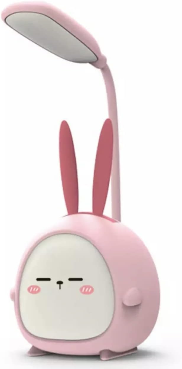 Portable LED Desk Lamp with Night Light Cute Bunny Foldable USB Charge Reading Light for Bedroom Kids Bedside Study (Pink) - LeafyLoom