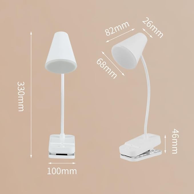 Reading book light,Led desk lamp,White,Desk lamp with USB charging port,Standing, clip-on,Battery and USB dual-use,360° rotating hose,Eye-care desk light,Small and cute desk lamp,Clip on Office lamp - LeafyLoom