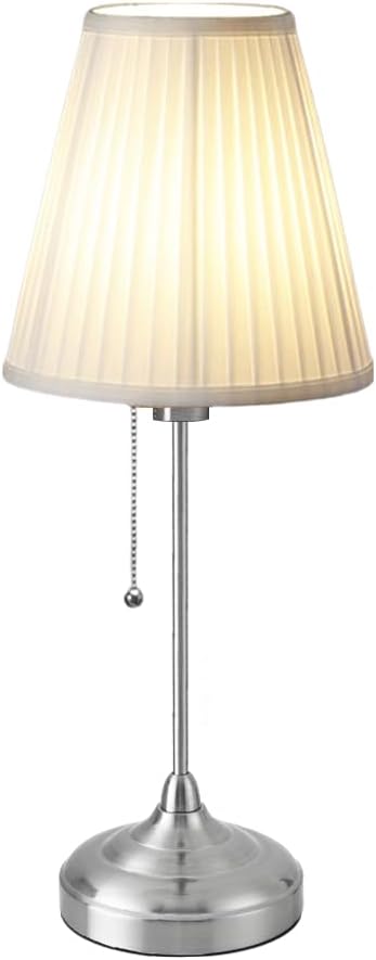 LED Metal Table Lamp,Fabric Shade Desk Lamp,3 Color Bedside Lamp,Built-in bulb,Night Light for Kids Nursery,Dining Room Lamp - LeafyLoom