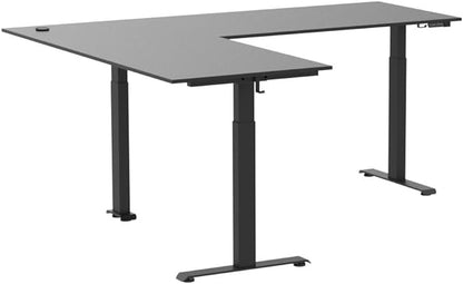 FEZIBO 75 Inches, Supports over 300mlbs, L Shaped Standing Desk Reversible, Electric Height Adjustable Corner Stand up Desk, Sit Stand Desk Computer Workstation, Black Frame/Black Top - LeafyLoom