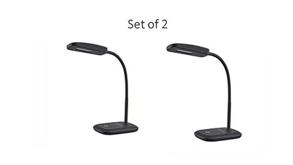 Set of 2 New Sunbeam Flexible Neck LED Desk Lamp Adjustable Light, Eye-caring Dimmable Office Lamp, Save $85/ year, Energy efficient lamp, Energy Star Certified, Black - LeafyLoom