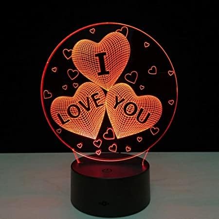 I Love You 3D Night Light, USB Charging LED Table Lamp Wife's Gifts 7 Color Changing Optical Illusion Valentine's Day Present for Girlfriends Boyfriends Wife Husband - LeafyLoom