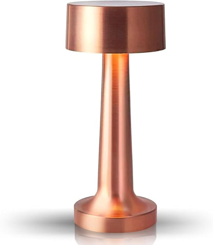 Portable LED Table Lamp, 3-Levels Brightness Metal Desk Lamp, 3 Color Touch Control Rechargeable Lamp, Night Light, Bedside Lamp,Dining Room Lamp,Gifts for Friends (Rose Gold) - LeafyLoom