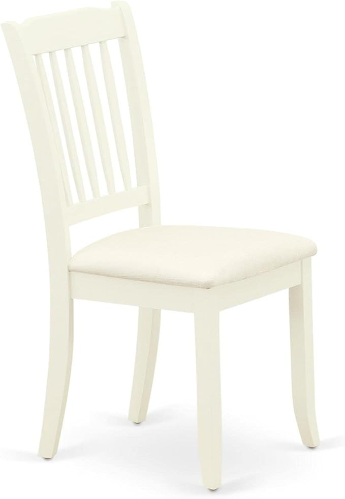 East West Furniture DAC-LWH-C Danbury Dining Room Chairs - Linen Fabric Upholstered Wooden Chairs, Set of 2, Linen White - LeafyLoom