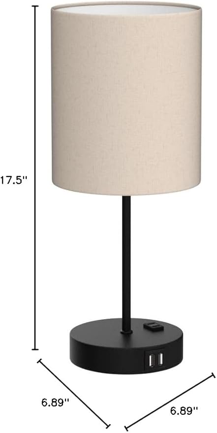 【Upgraded】Set of 2 Touch Beige Table Lamps with 2 USB Ports & AC Outlet, 3-Way Dimmable Bedside Nightstand Lamps for Living Room Nursery Office Bedroom, 800 Lumens 2700K Warm Bulbs Included - LeafyLoom