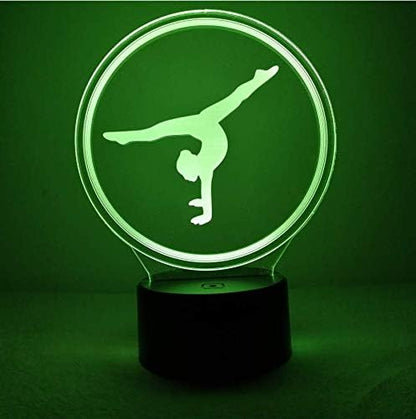 Creative 3D Gymnastics Night Light 16 Colors Changing USB Power Remote Control Touch Switch Decor Lamp Optical Illusion Lamp LED Table Desk Lamp Children Kids Christmas Brithday Gift - LeafyLoom