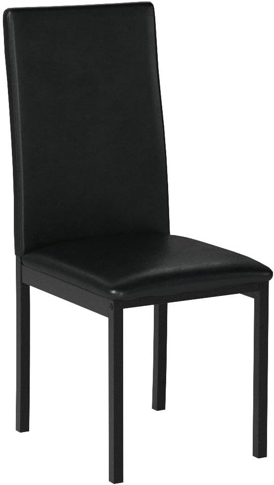 Roundhill Furniture Noyes Faux Leather Metal Frame Dining Chair, Set of 4, Black - LeafyLoom