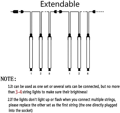 Kwaiffeo Outdoor Christmas Lights, Meteor Shower Lights 12 inch 8 Tube 192 LED Icicle Christmas Lights for Tree Thanksgiving New Year Holiday Party, Wedding Lights Wedding Decorations, Warm White Kwaiffeo