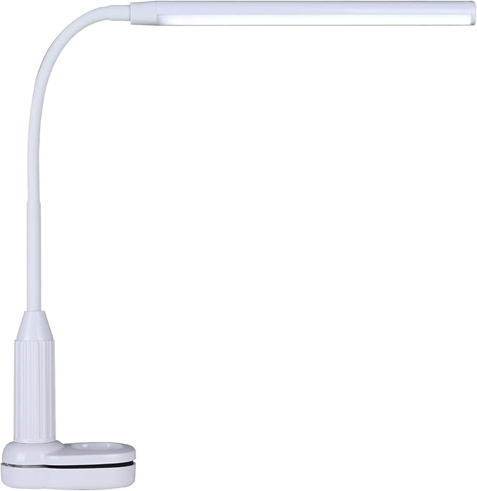 LED Desk Lamp, Clamp on Desk Light, Eye-Caring Gooseneck Clip on Light, 3 Color Modes, Stepless Dimming - Highly Adjustable Clamp Task Lamp/Table Lamp for Reading, Sewing, Drafting, Office - LeafyLoom