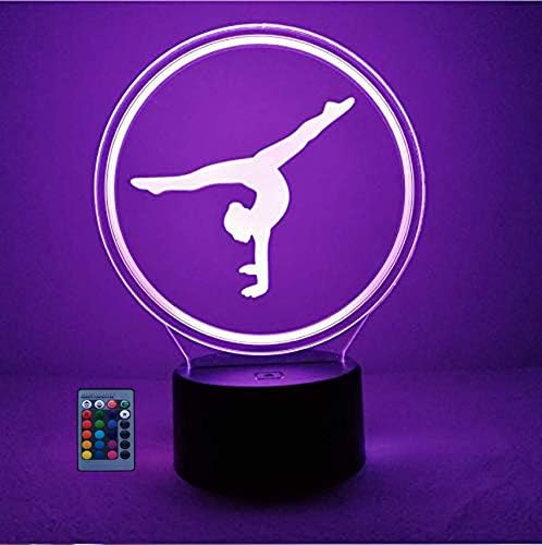 3D Artistic Gymnastics Night Light USB Powered Touch Switch Remote Control LED Decor Optical Illusion 3D Lamp 7/16 Colors Changing Christmas Xmas Brithday - LeafyLoom