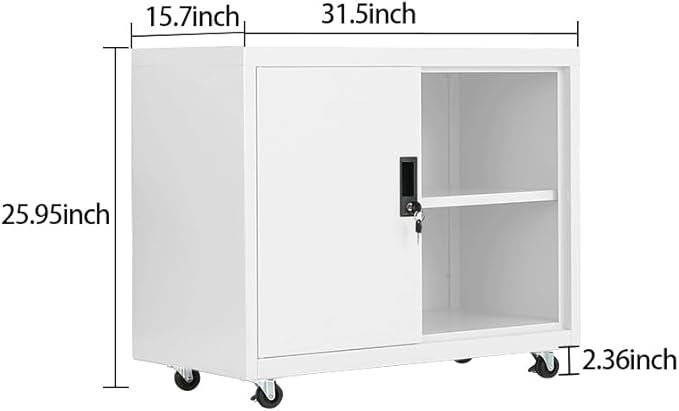 Metal Mobile Lateral File Cabinet, Storage Locker,Printer Stand with Open Storage Shelves for Office,School,Home,Living Room. (White) - LeafyLoom