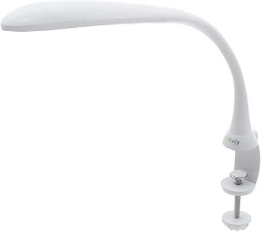 Stella Edge Premium 10W LED Desk Clamp Task Lamp - White - Adjustable Dimmable Low Vision Light - Macular Degeneration Lighting - Hobby Crafting Sewing - LeafyLoom