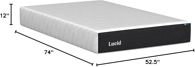 LUCID 12 Inch Memory Foam Mattress - Plush Feel - Memory Foam Infused with Bamboo Charcoal - Gel Infusions - CertiPUR-US Certified - Breathable - Full - LeafyLoom