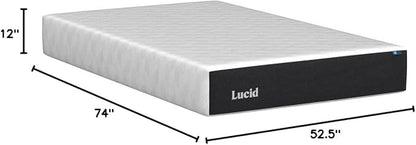 LUCID 12 Inch Memory Foam Mattress - Plush Feel - Memory Foam Infused with Bamboo Charcoal - Gel Infusions - CertiPUR-US Certified - Breathable - Full - LeafyLoom