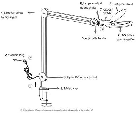 LED Magnifying Glass Desk Lamp for Close Work, Craft & Reading Table Light with Magnifier and Dust Cover 5 Inch Magnifier Glass Lens - Good for Reading, Arts & Crafts, and Close-up Tasks - LeafyLoom
