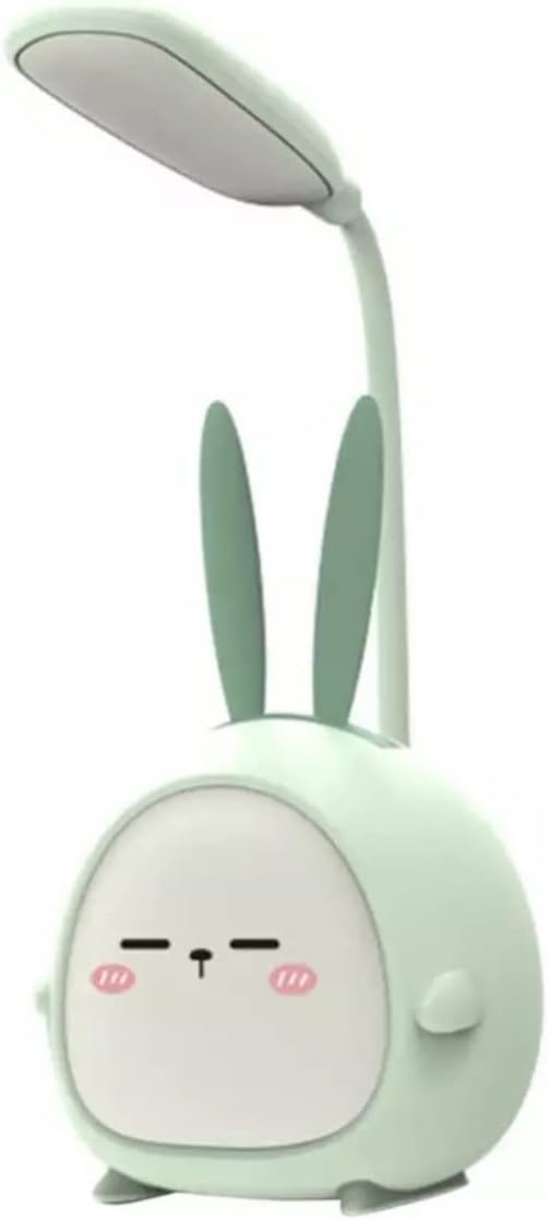 Portable LED Desk Lamp with Night Light Cute Bunny Foldable USB Charge Reading Light for Bedroom Kids Bedside Study (Green) - LeafyLoom