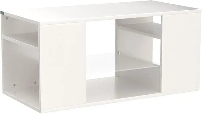 HOMMPA LED Coffee Tables for Living Room Modern White Coffee Table with 3 Shelves Open Glass Storage High Glossy Center Table Sofa Cocktail Table with 16 Colors LED Lights for Home Furniture White - LeafyLoom