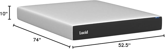 LUCID 10 Inch Memory Foam Mattress - Medium Feel - Infused with Bamboo Charcoal and Gel - Bed in a Box - Temperature Regulating - Pressure Relief - Breathable - Full Size - LeafyLoom