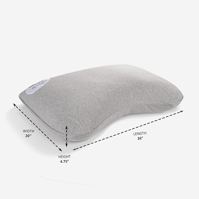 Bedgear Flow Cuddle Curve Pillow - Size 0.0 - Breathable Side Sleeper Pillow - Soft Bed Pillow - Hypoallergenic and Removable Cover - 20" W x 26" L x 4.75" H - LeafyLoom