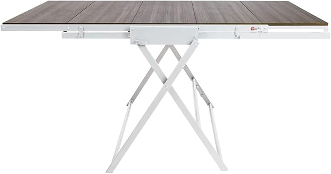 Origami Modern 2 in 1 Shelf to Table Style, Organizer Deco Rack Magically Turn to a Table/Desk in a Second,Fully Assembled,White/Birchwood US Patent Pending (STT-WHIBRC) - LeafyLoom